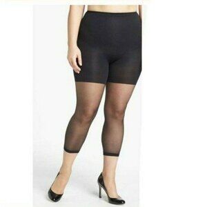 Spanx Womens Footless Higher Power Capri Sheer Hose Not High Waist Size F Black